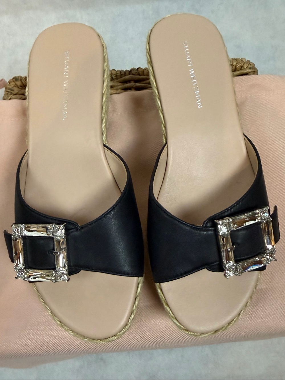 Stuart Weitzman June 75 Wedge Slide Sandals Bundle Black Pink Size 6 New - Picture 8 of 12